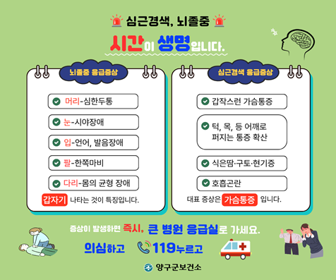 뇌졸중, 심근경색증 조기증상 안내(혈압체크하기 홍보)