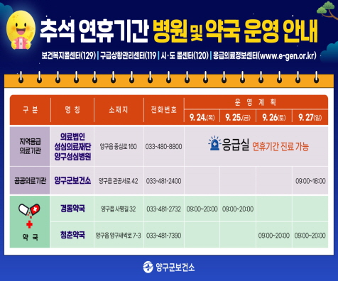 [크기변환]추석 연휴 비상진료기관 안내(배너) 